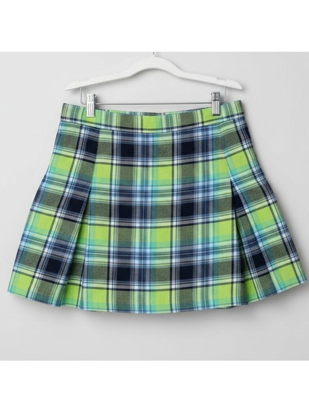 The Limited Girls Plaid Skort Green Navy Pleated A Line Size 12